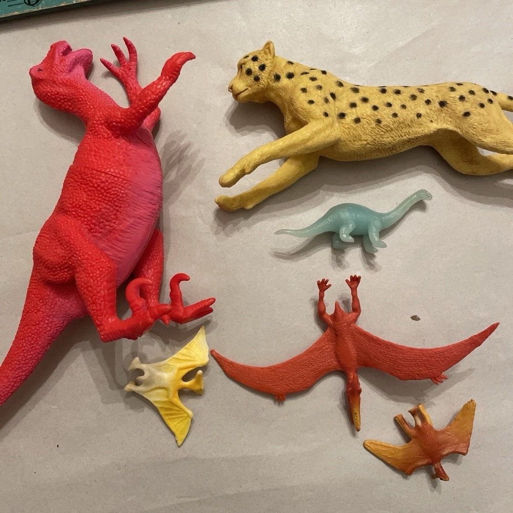 Hard Toy Lot Dinosaur Pterodactyl Cheetah Iguanodon Brachiosaurus‎